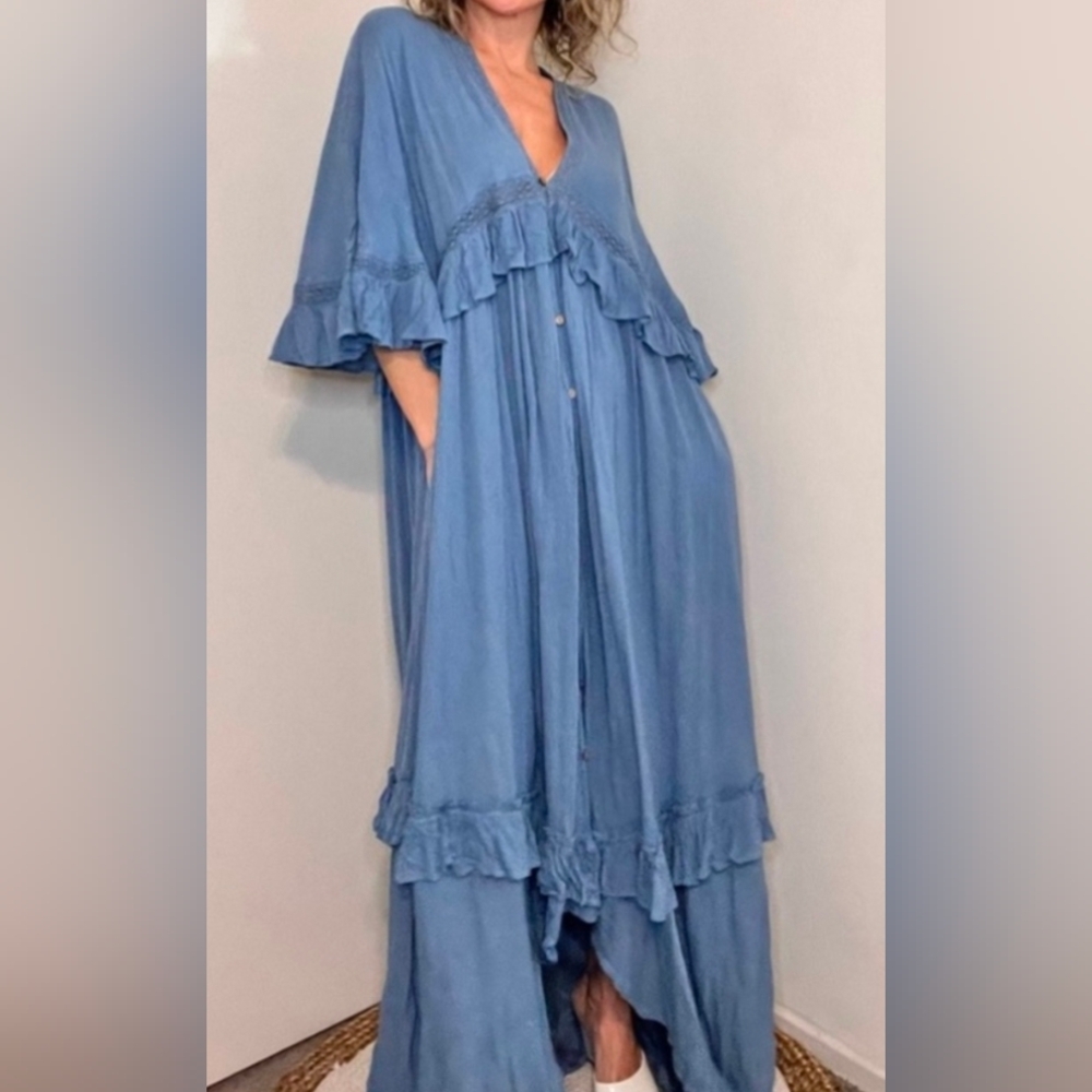 Free People Paradiso Maxi Dress in Stone Blue - Picture 2 of 8